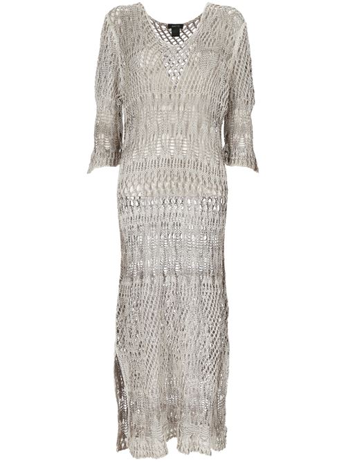 Taupe grey/white cotton woman dress Avant Toi | 224SD1907DAKV-HV00949